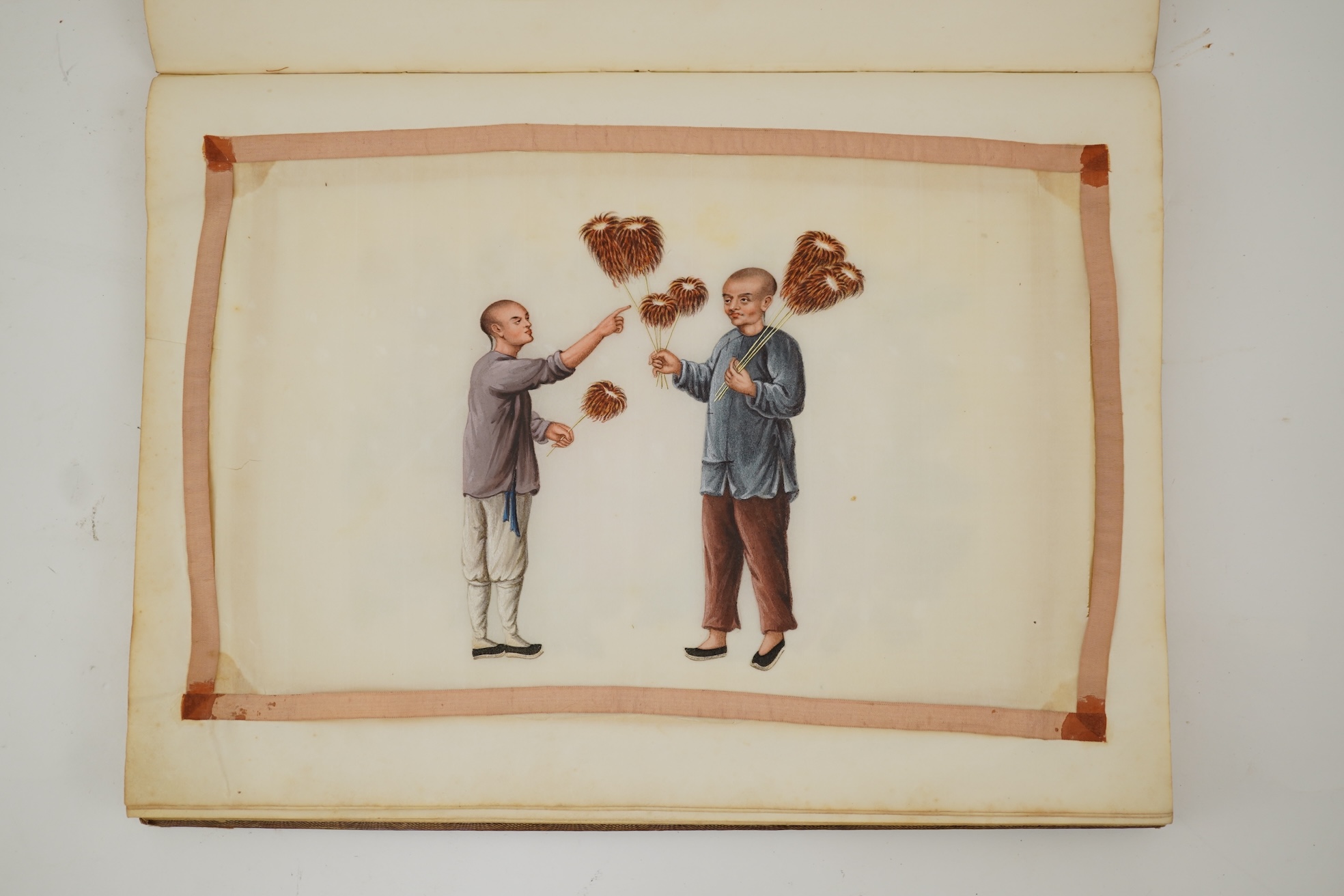 Chinese Guangzhou School , (mid 19th century), Album of 22 watercolours on pith paper and a pencil drawing on rice paper